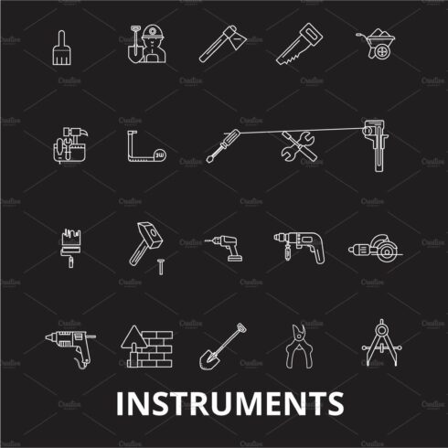 Instruments editable line icons cover image.