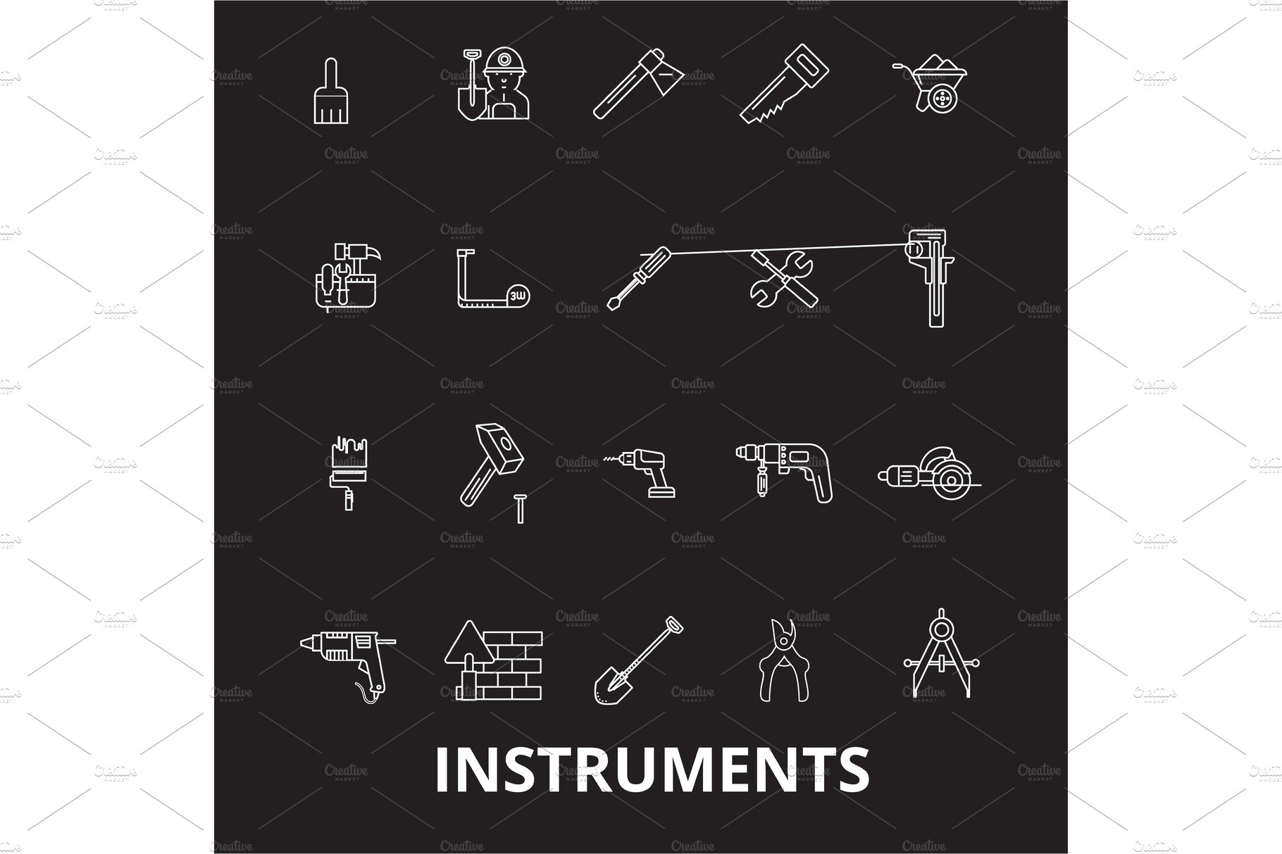 Instruments editable line icons cover image.