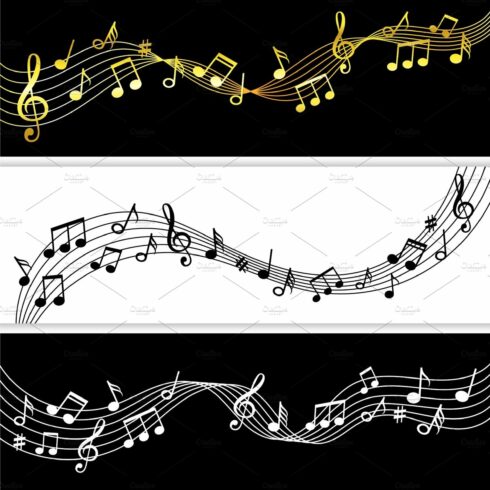 Music notes flow. Doodle music note cover image.