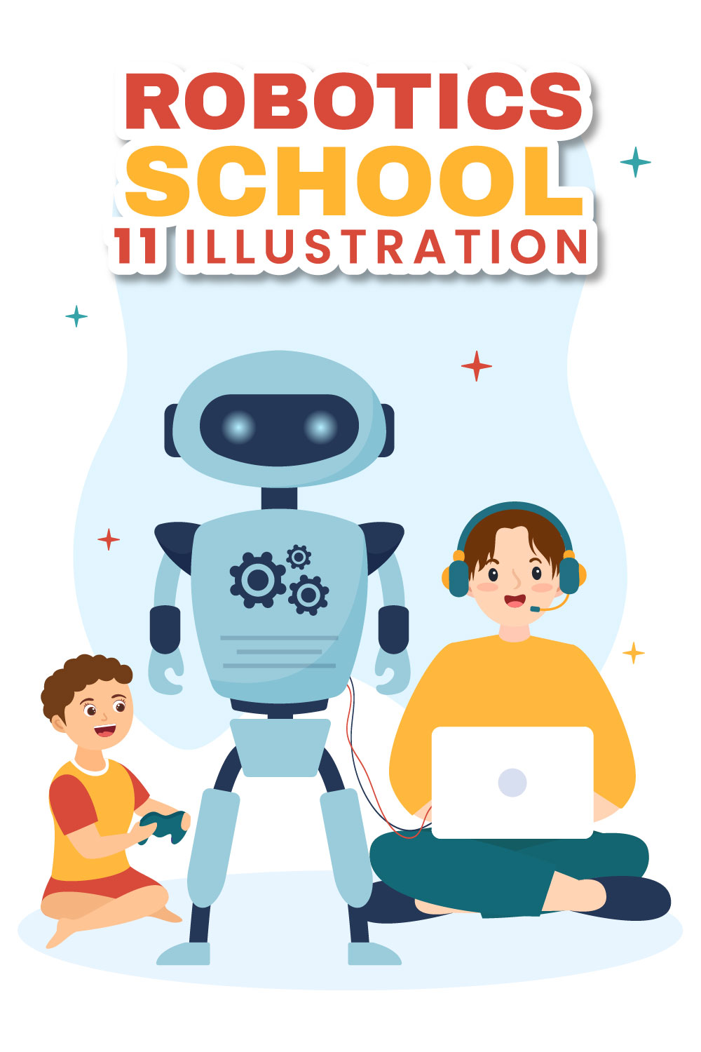 11 Robotics School Illustration pinterest preview image.