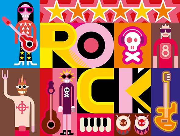 Five rock music posters preview image.