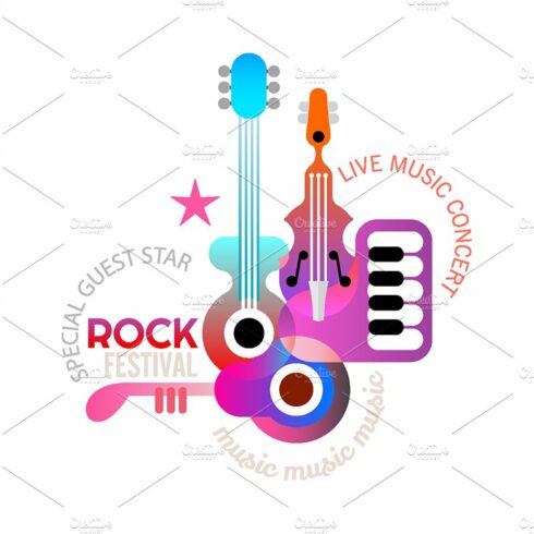 Rock Music Festival vector poster cover image.