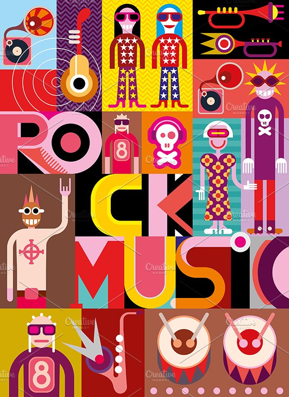 Five rock music posters cover image.