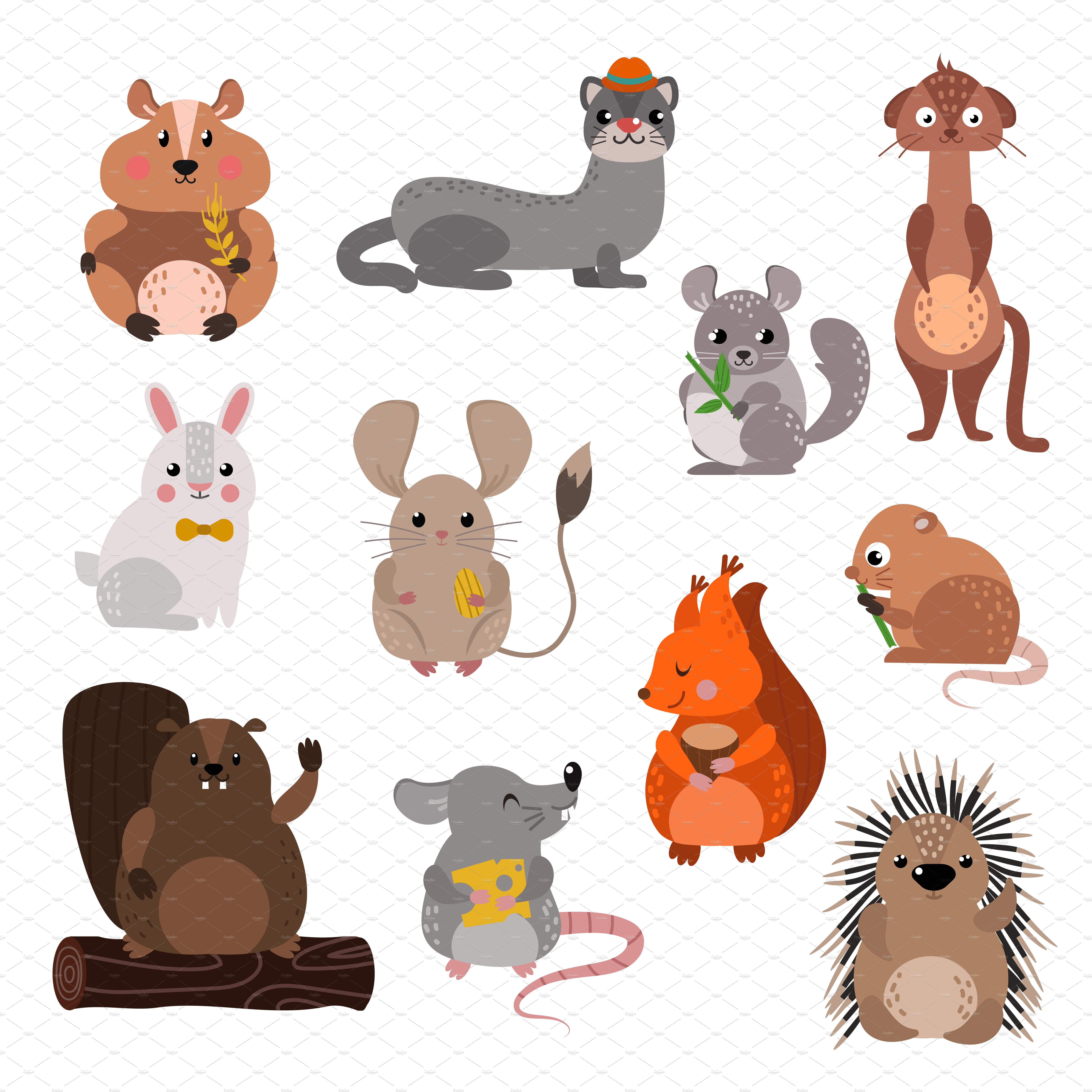 Cartoon rodents animals vector set cover image.