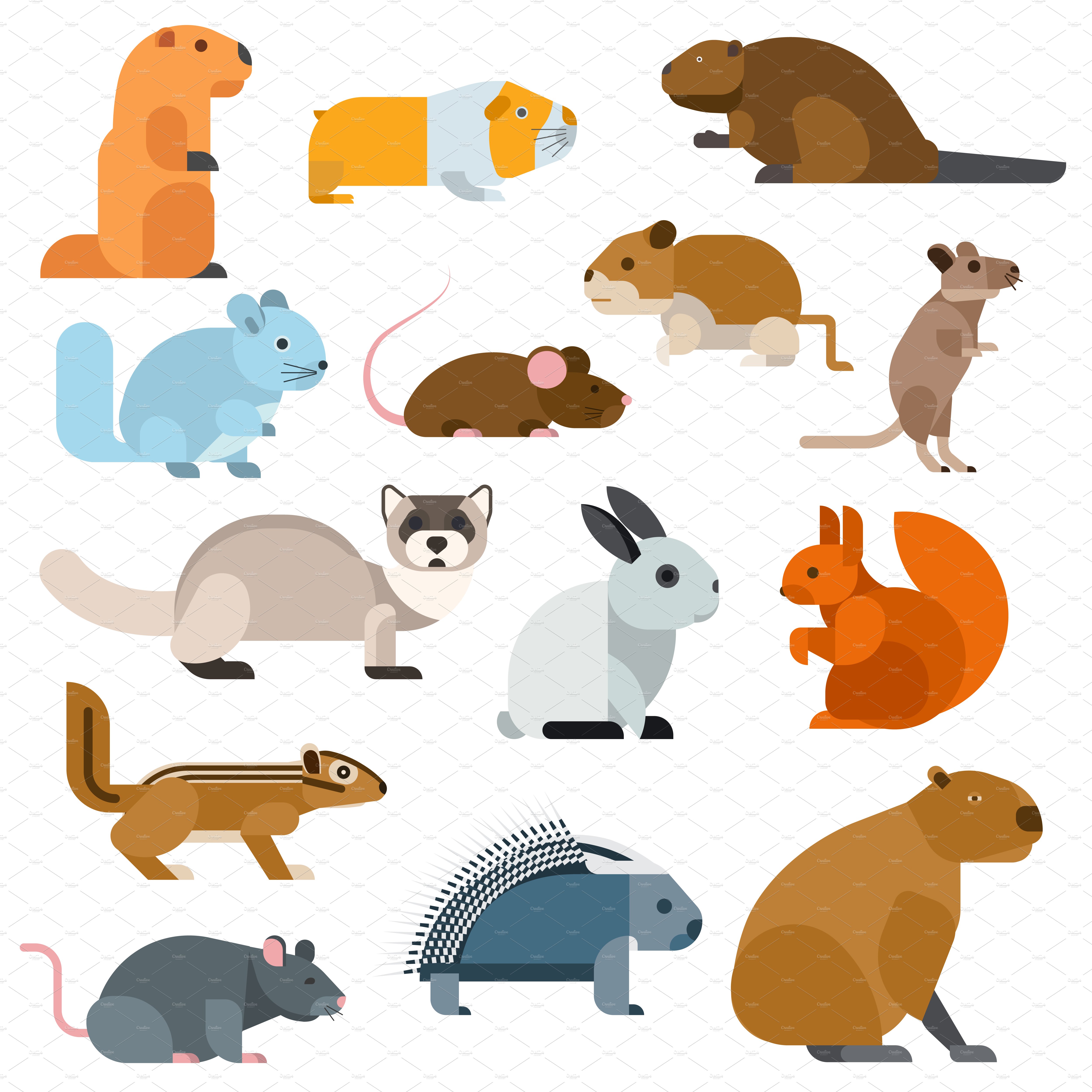 Cartoon rodents animals vector set cover image.