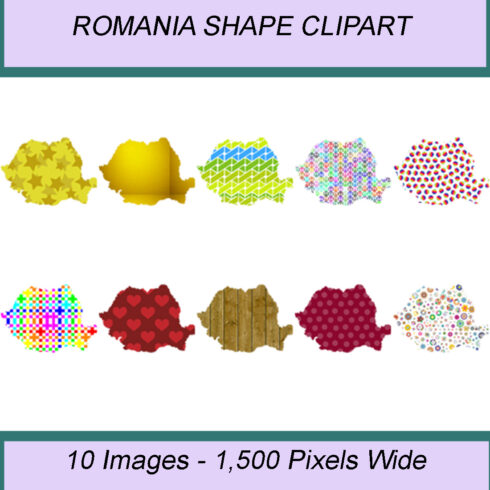 ROMANIA SHAPE CLIPART ICONS cover image.