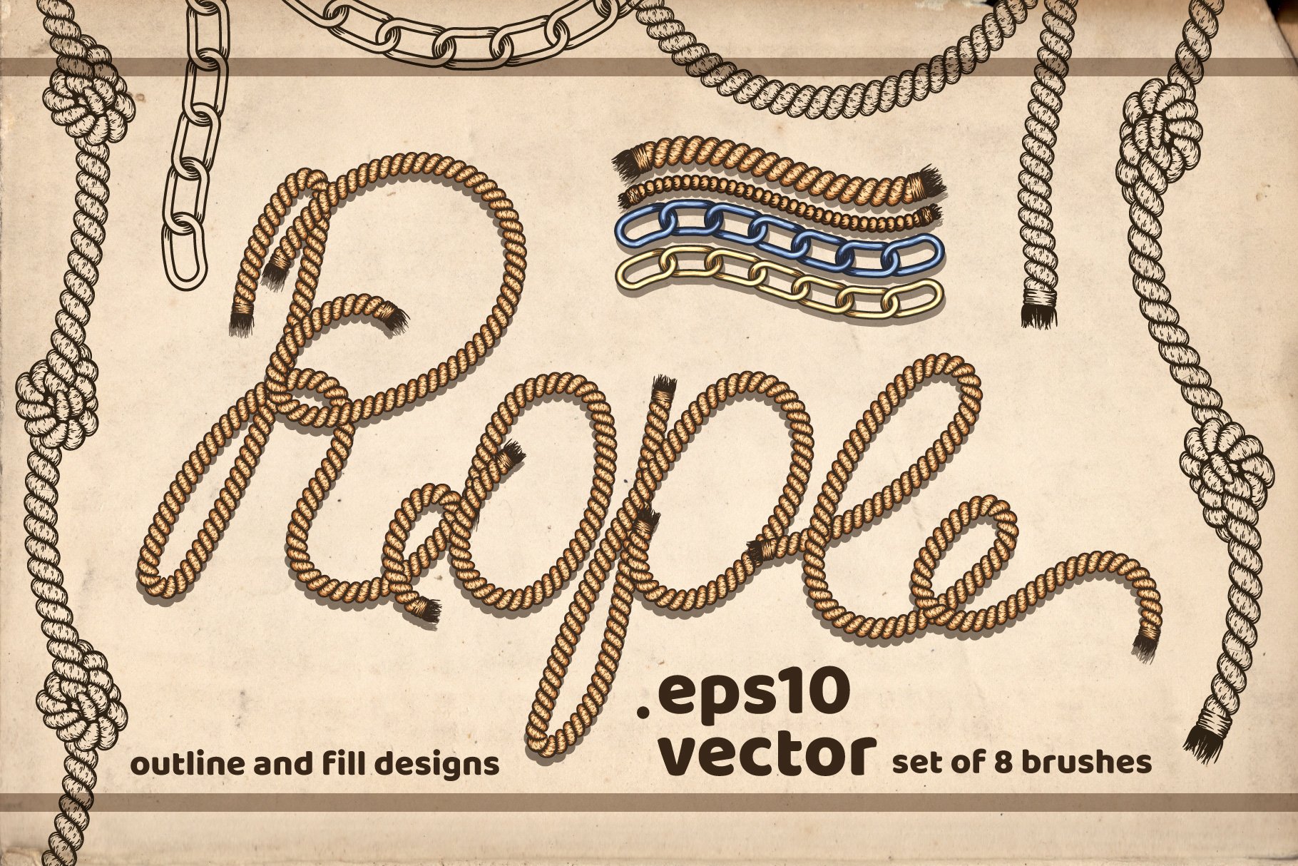 Ropes and Chains. Vector brushes. preview image.