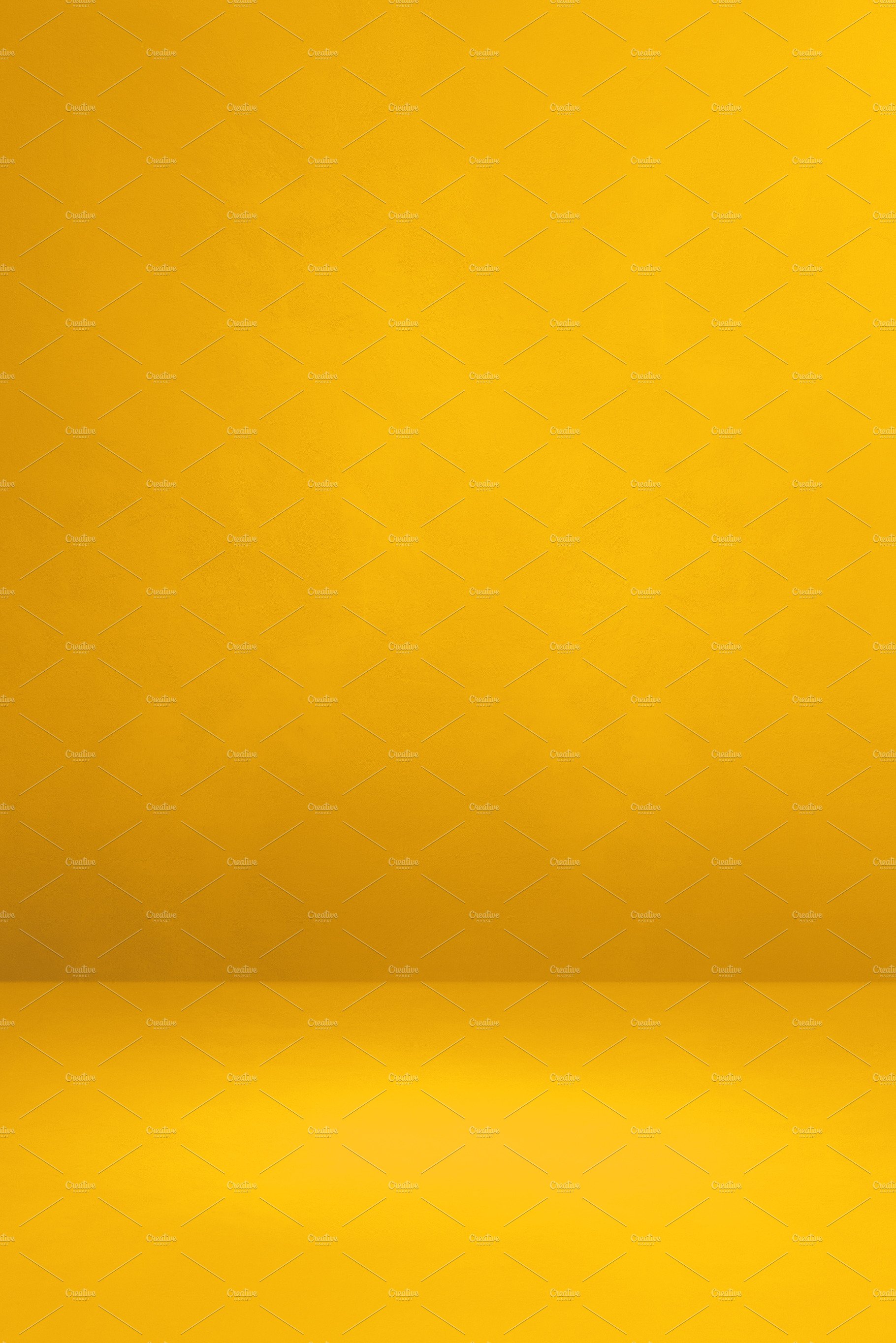 Empty yellow concrete interior background cover image.