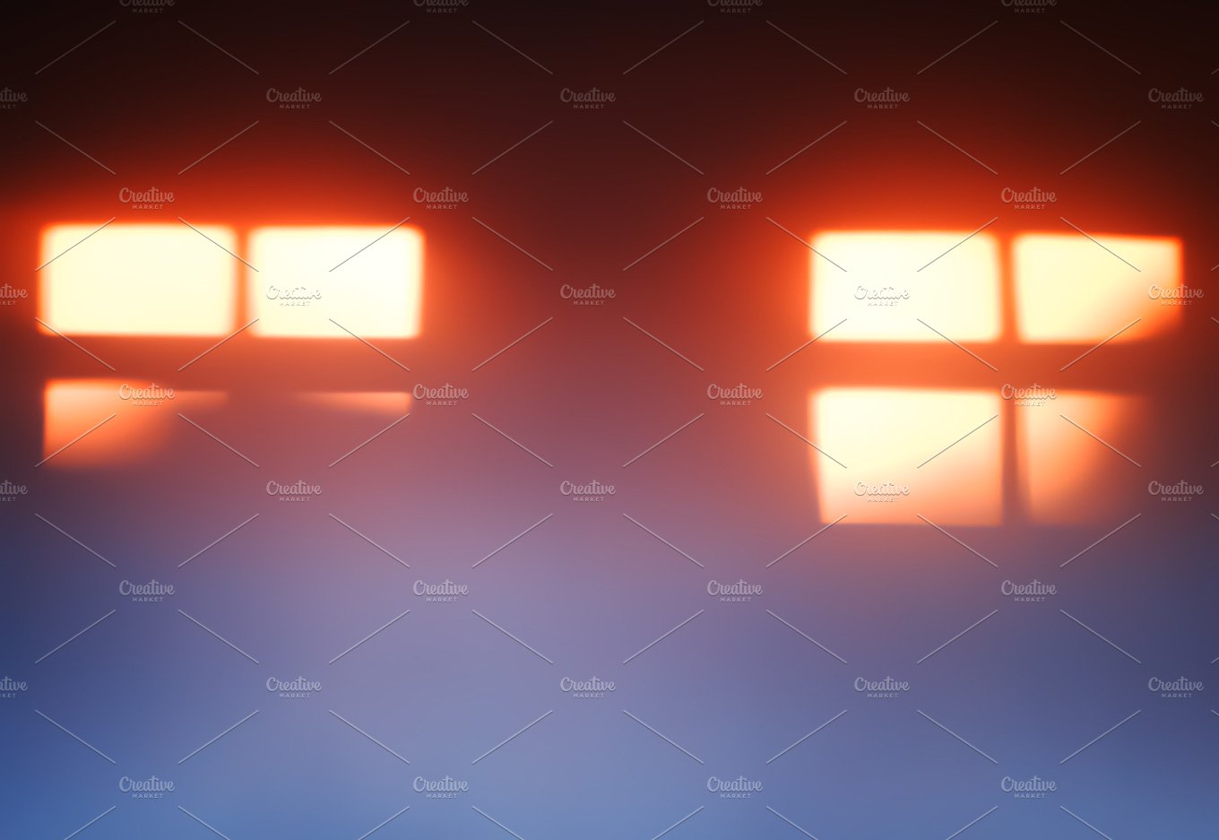 Two sunset windows silhouettes bokeh background cover image.