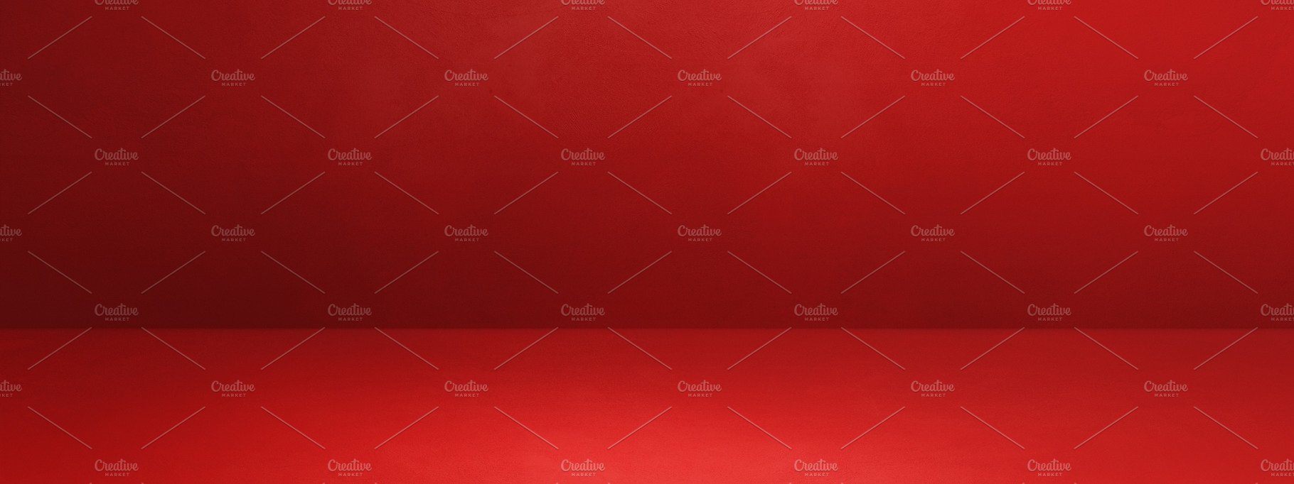 Empty red concrete interior background banner cover image.