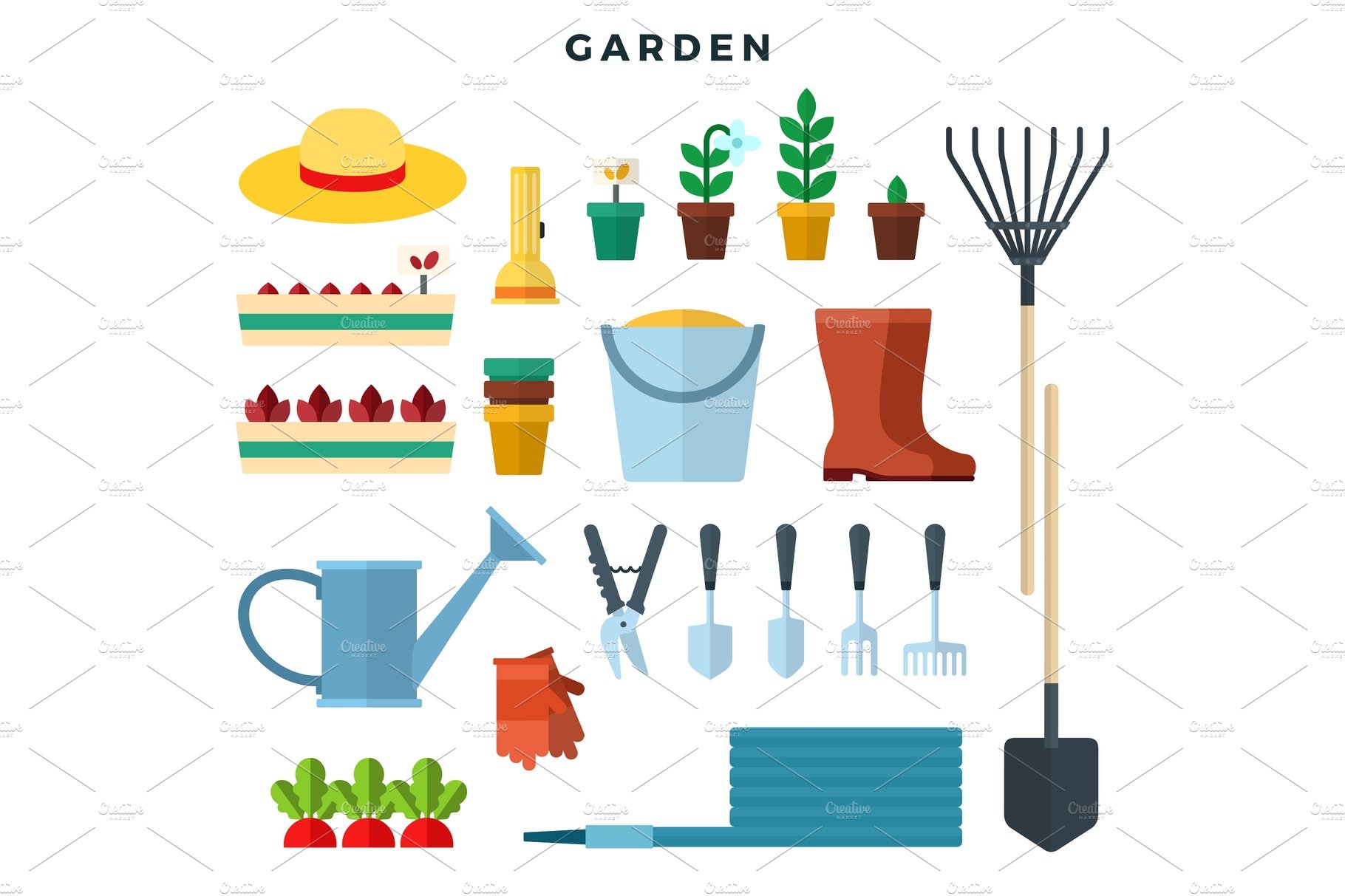 Gardening tools and equipment, flat cover image.