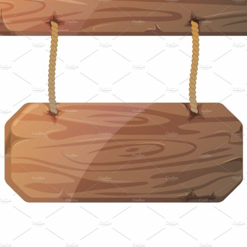 Wooden signboard on ropes cover image.