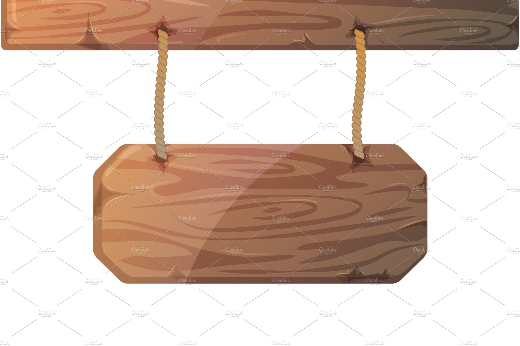 Wooden signboard on ropes cover image.