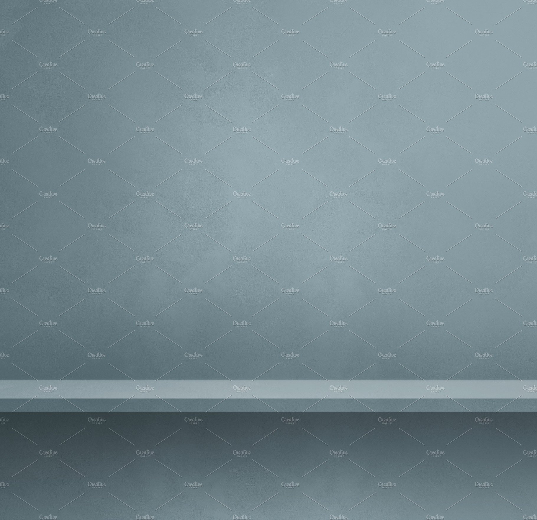 Empty shelf on a tinted grey wall. Background template. Square b cover image.