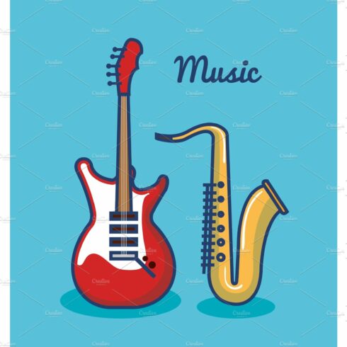 Music instruments design cover image.
