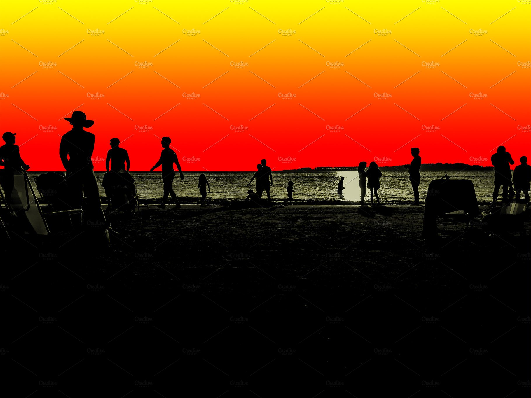 Sunset Beach Scene Illustration cover image.