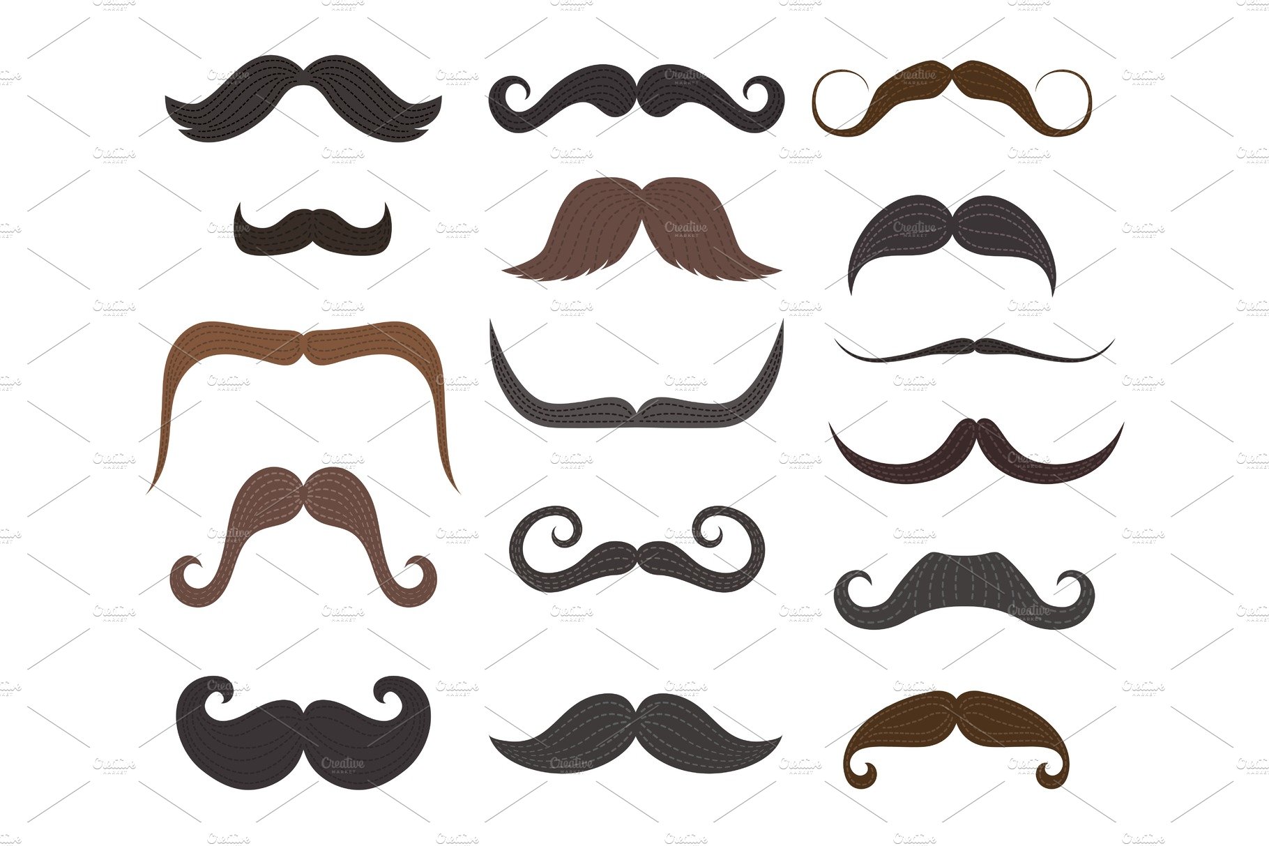 Men mustache styles vector icons cover image.