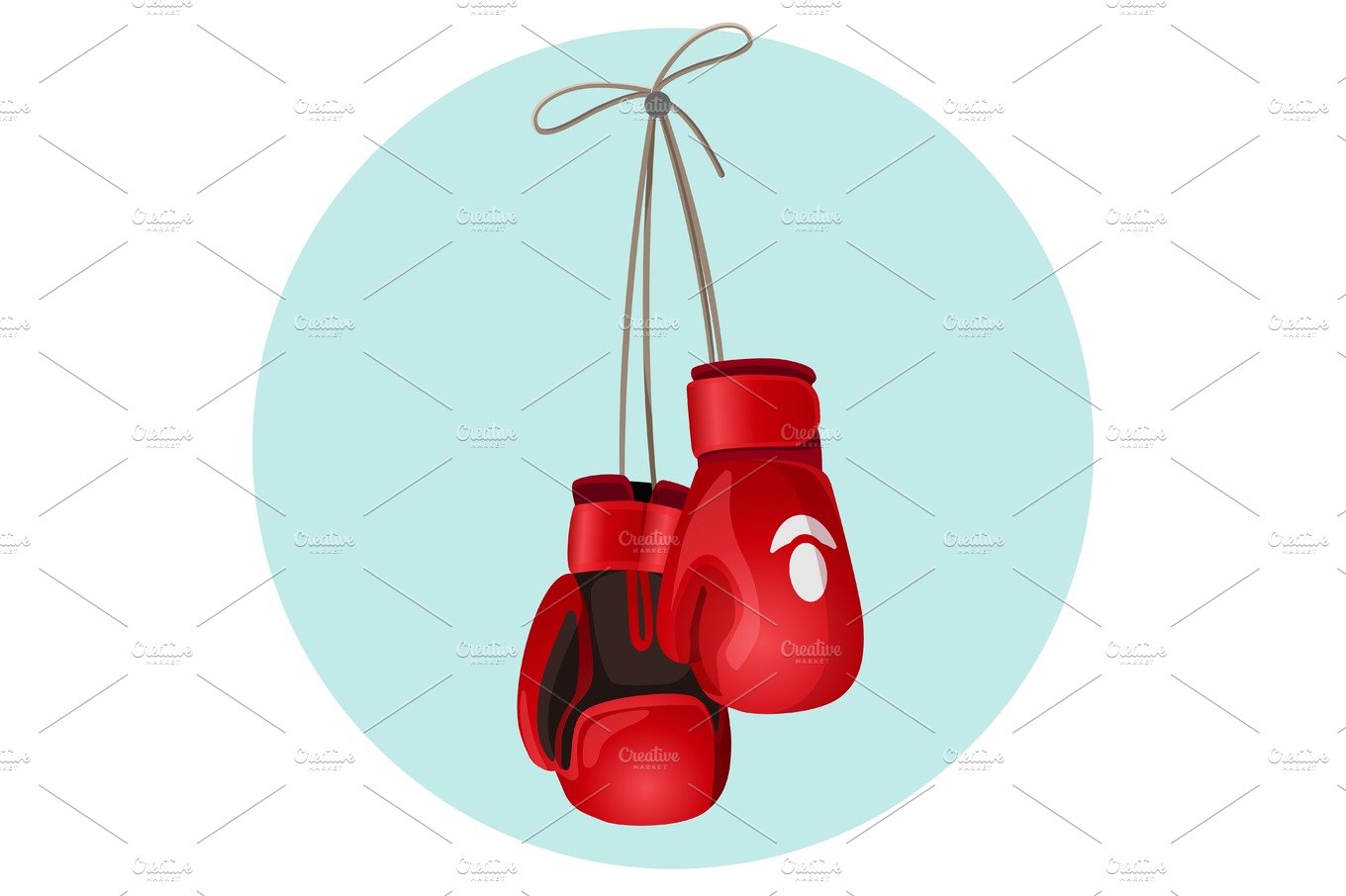 Boxing leather gloves in red and black color vector illustration cover image.
