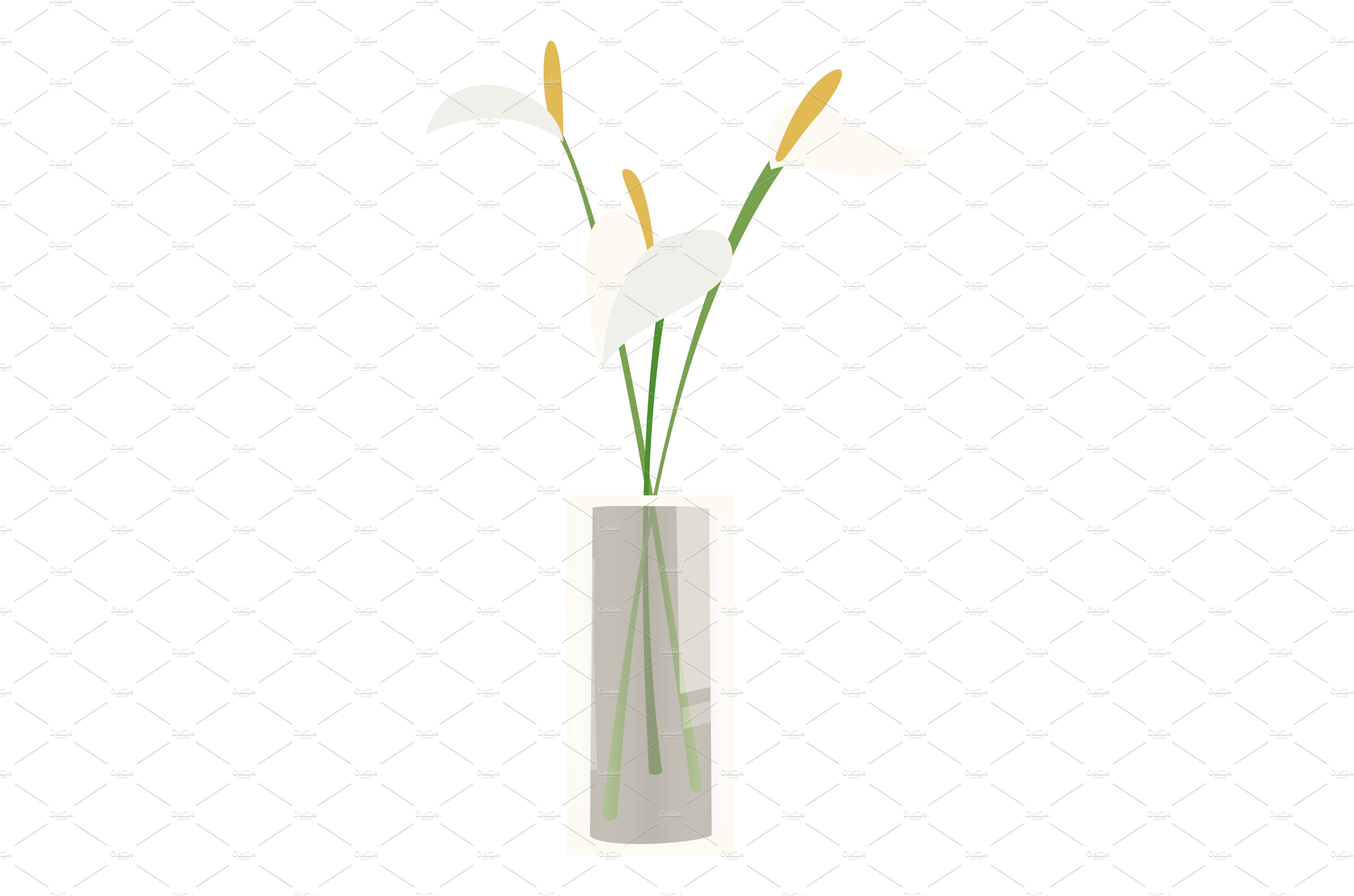 White flowers in vase. Peace lily cover image.