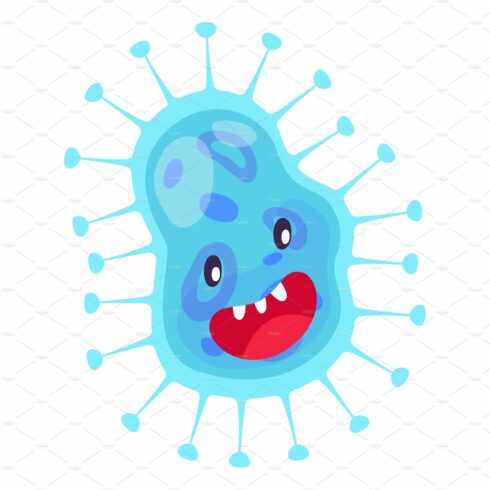 Blue disease monster. Flu virus cover image.