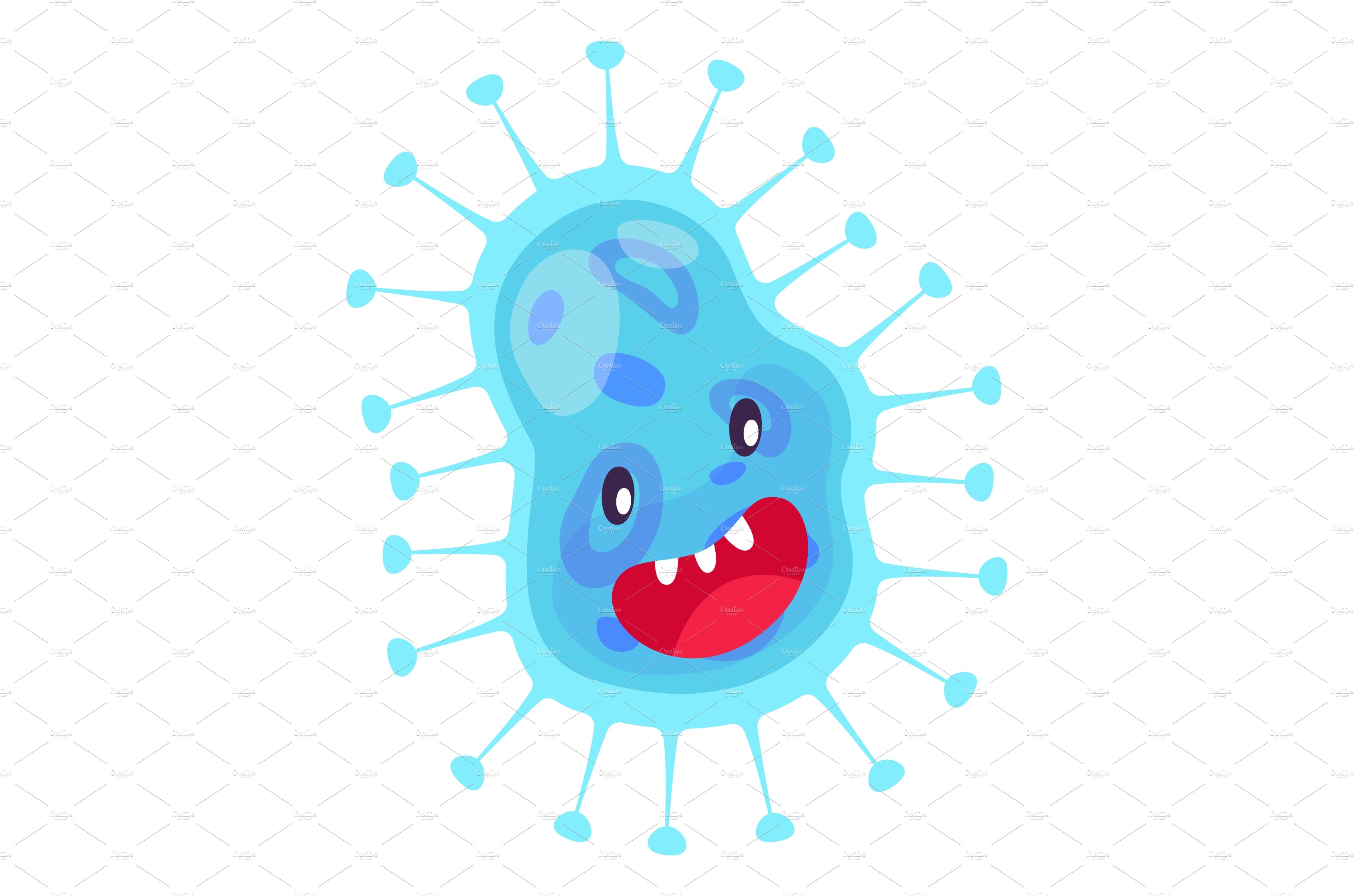 Blue disease monster. Flu virus cover image.