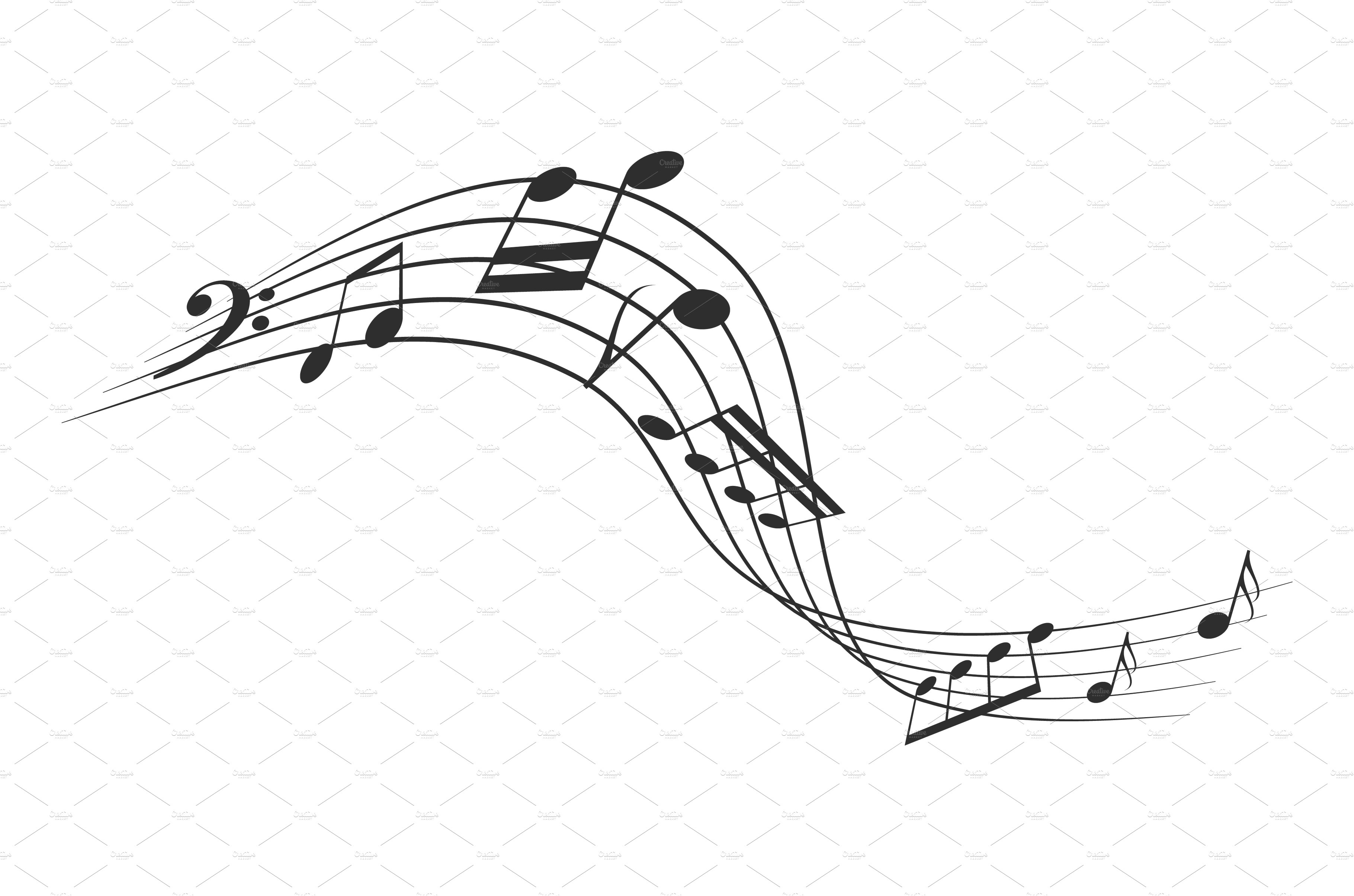 Music note bearer. Curved melody cover image.