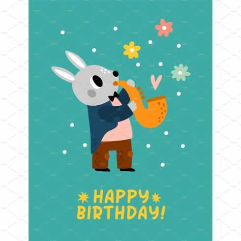 Birthday poster with cute animal cover image.