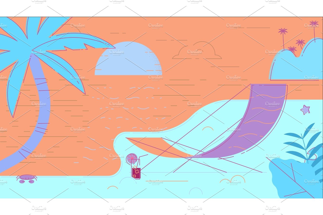 Beach Summer Vector Illustration cover image.