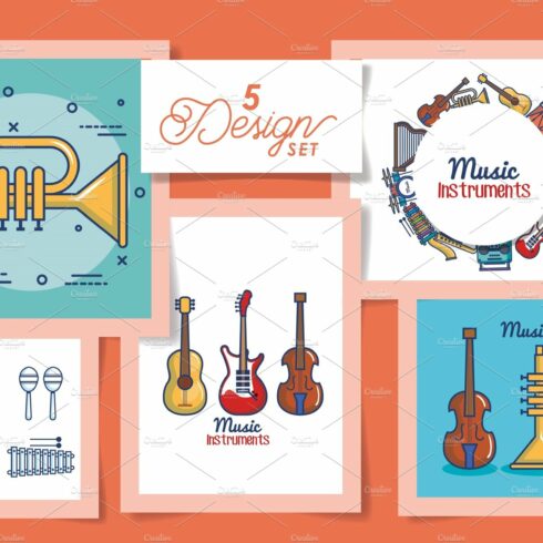 five designs of instruments music cover image.