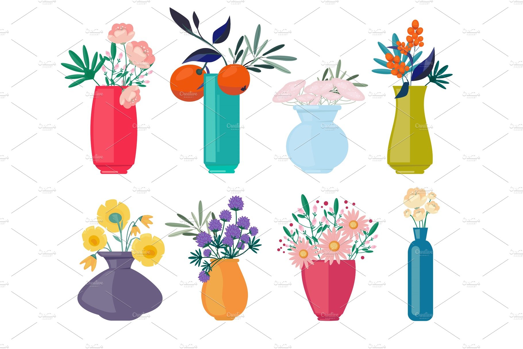 Bouquets vases. Spring or summer cover image.