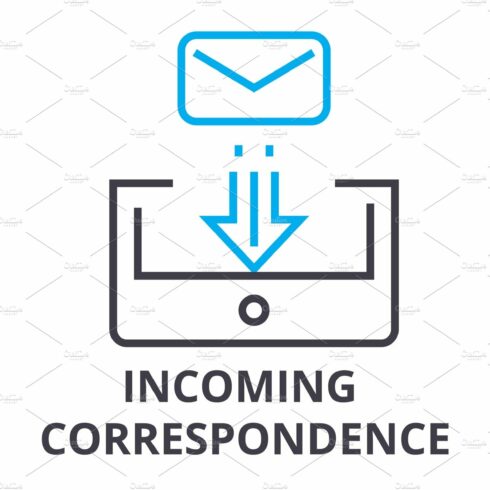 incoming correspondence thin line icon, sign, symbol, illustation, linear c... cover image.