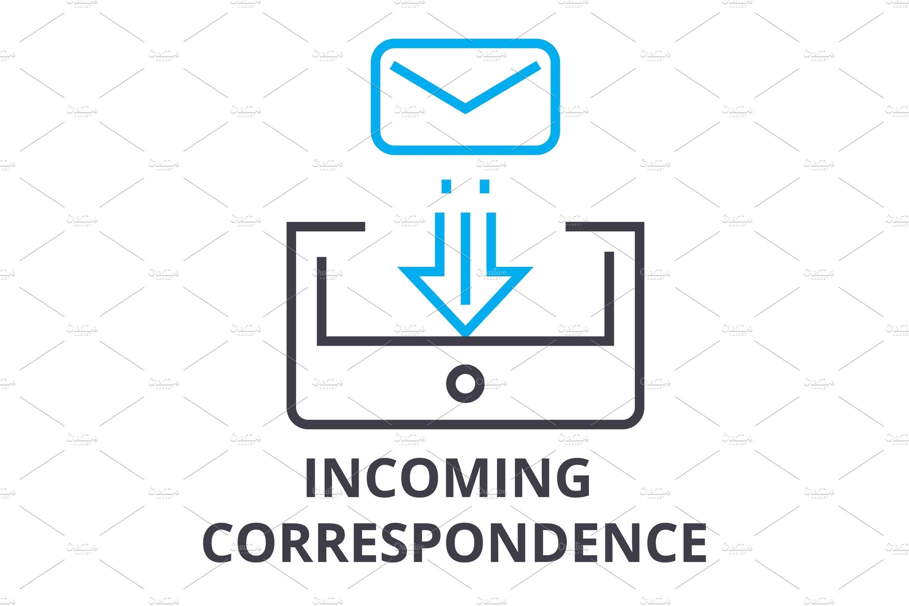 incoming correspondence thin line icon, sign, symbol, illustation, linear c... cover image.