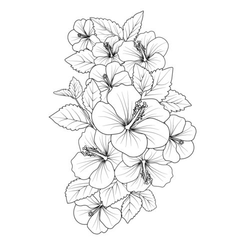 vector hibiscus flower. hibiscus flower drawing easy, sketch easy ...