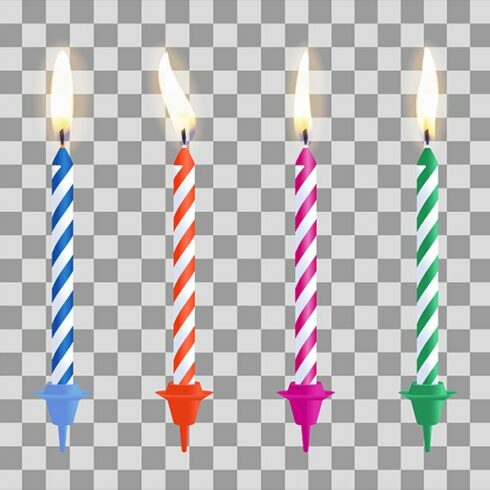 Realistic birthday cake candles set cover image.