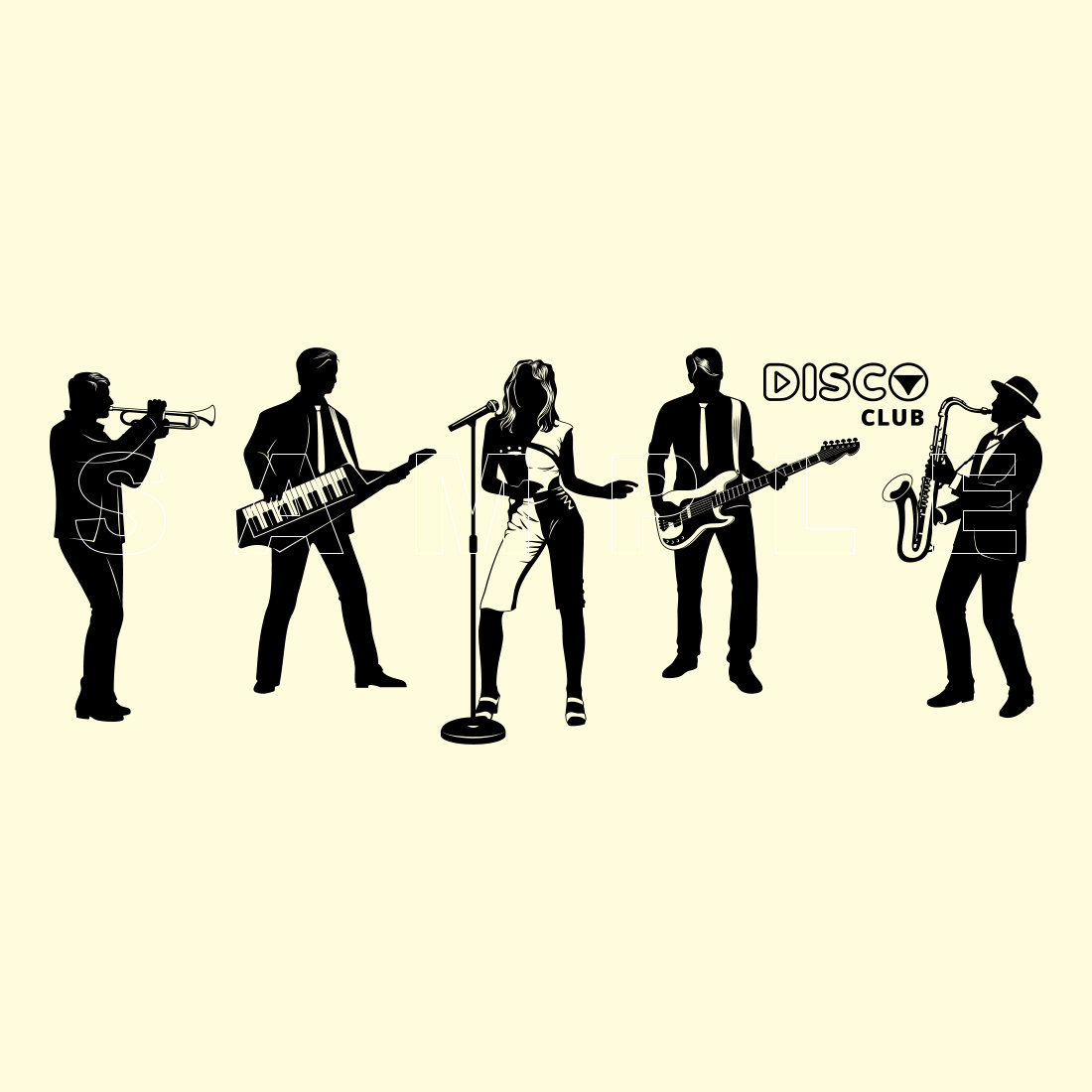 Disco Band Silhouettes SVG preview image.