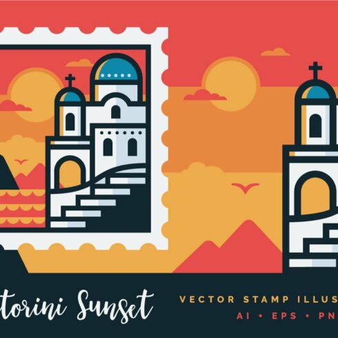 Santorini Sunset Stamp cover image.