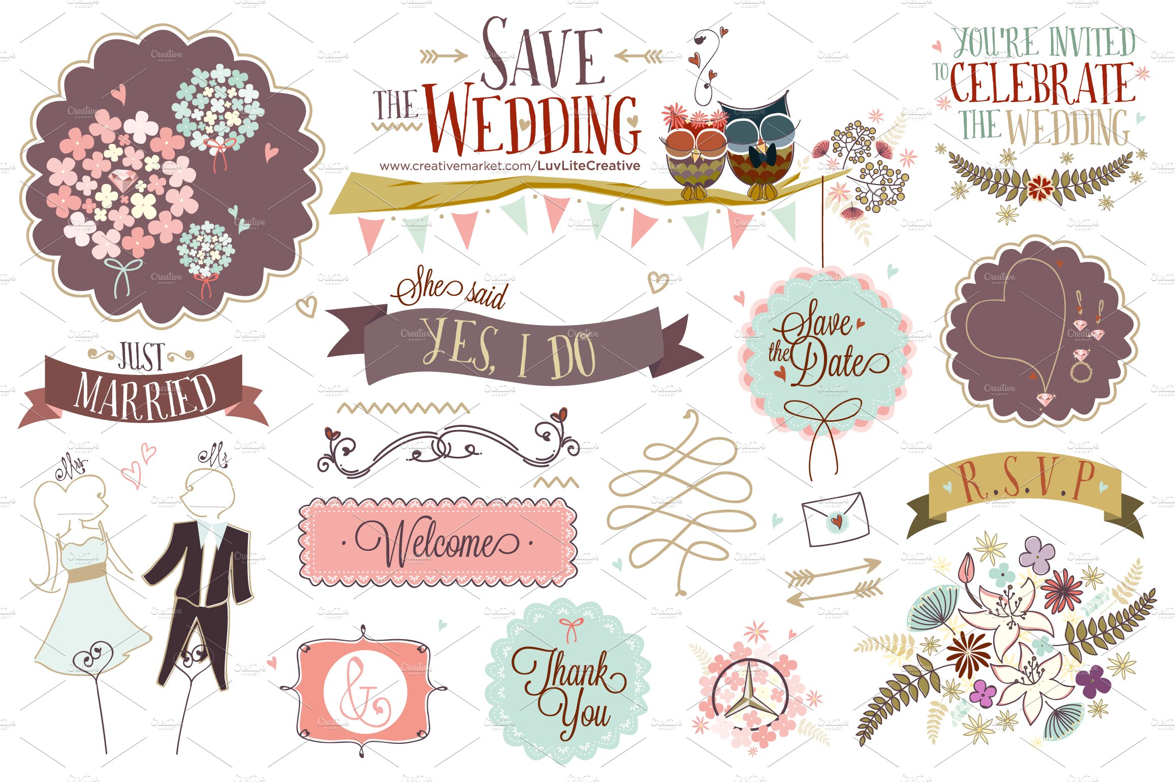 Save the Wedding ~ Hand-drawn Vector cover image.