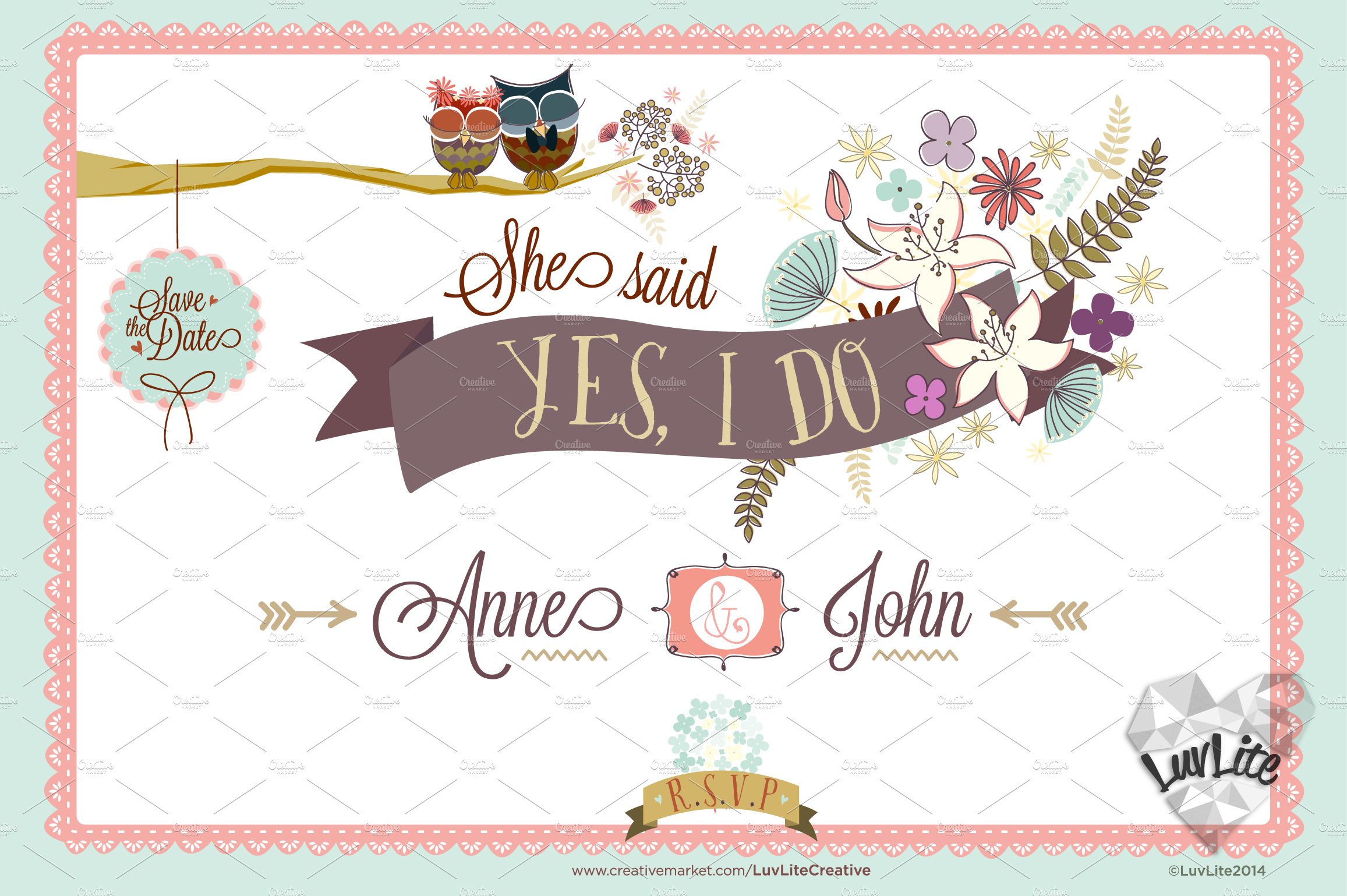 Save the Wedding ~ Hand-drawn Vector preview image.