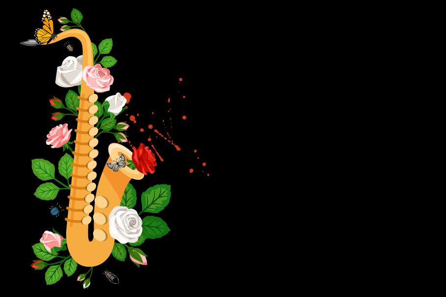 Saxophone with roses cover image.