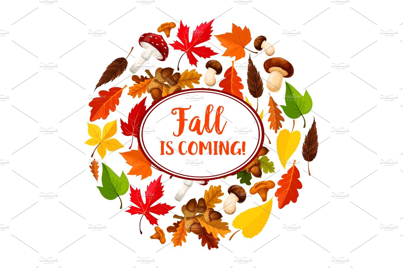 Autumn or leaf fall vector seasonal poster cover image.