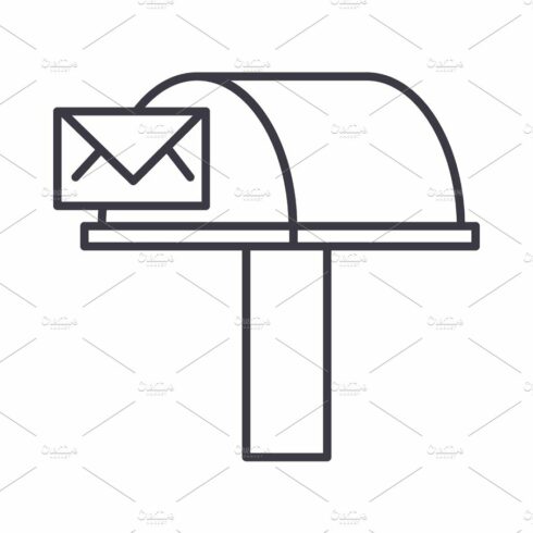 postbox,email delivery vector line icon, sign, illustration on background, ... cover image.