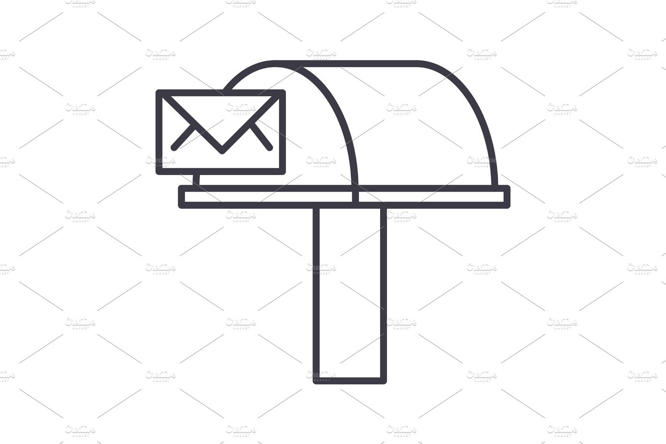 postbox,email delivery vector line icon, sign, illustration on background, ... cover image.