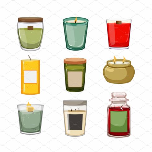 scented candle set cartoon vector cover image.