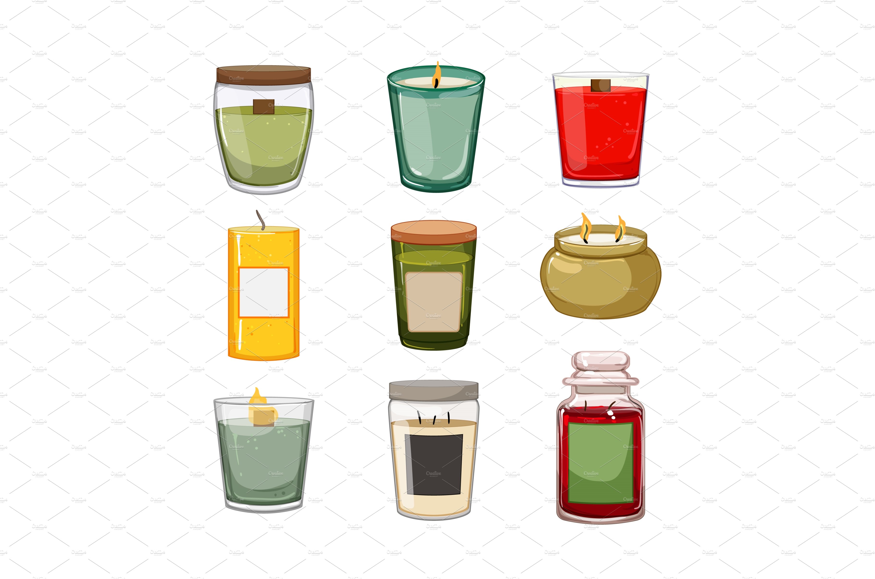 scented candle set cartoon vector cover image.