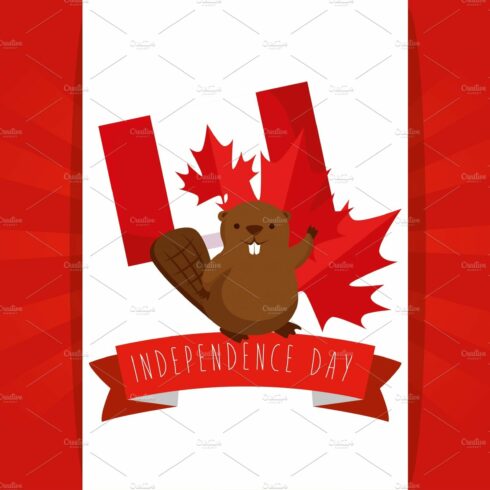 beaver with canada flag with leaf cover image.