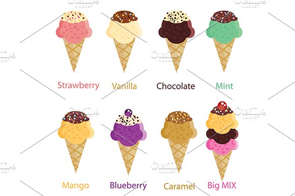 Ice cream cones. vector+jpg cover image.