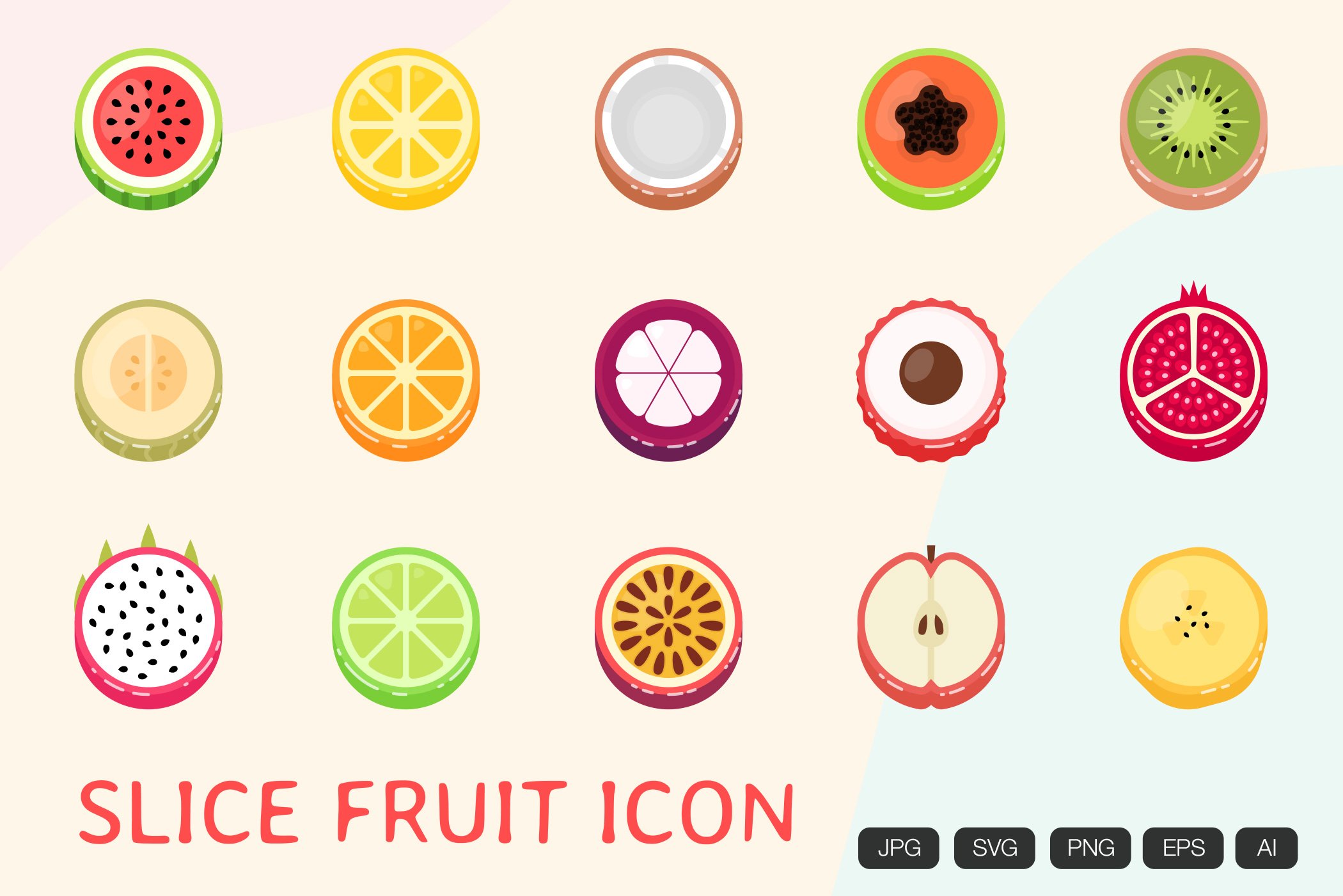 15 Fruit Slice Icon cover image.
