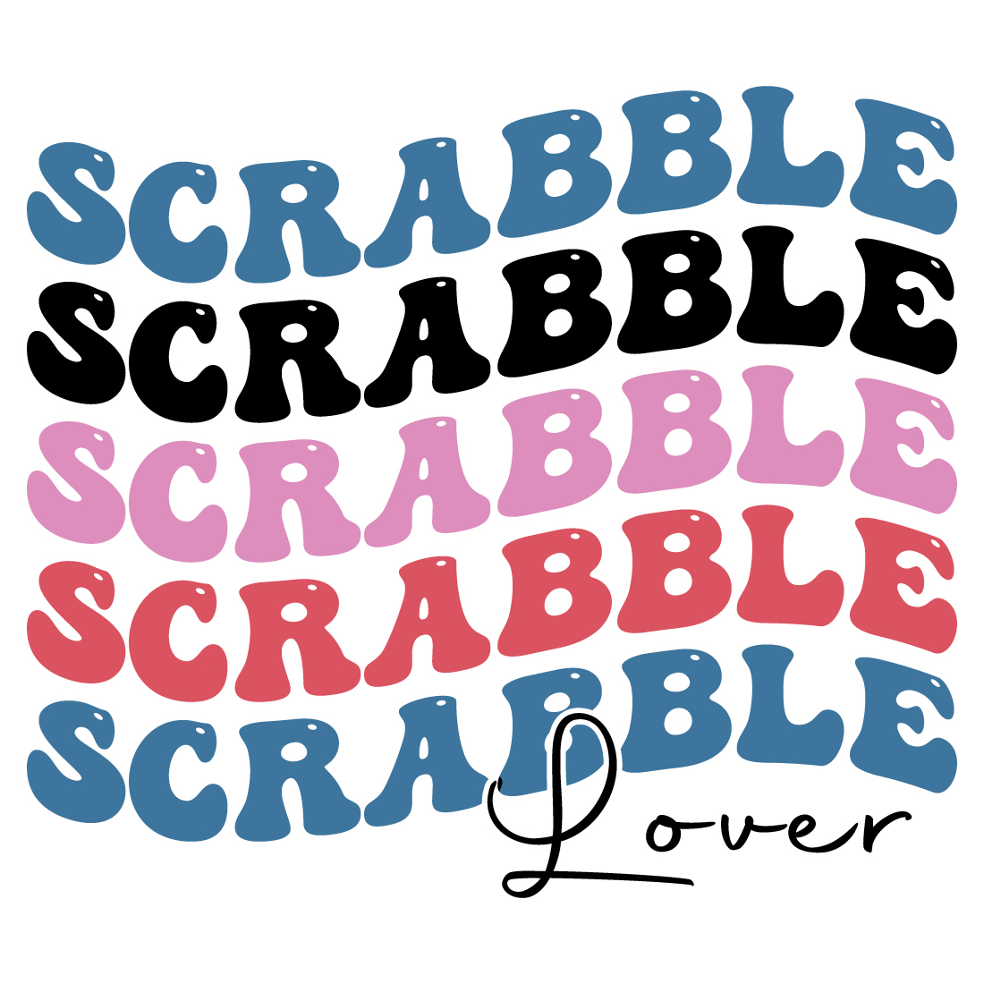 Scrabble lover indoor game retro typography design for t-shirts, cards, frame artwork, phone cases, bags, mugs, stickers, tumblers, print, etc preview image.