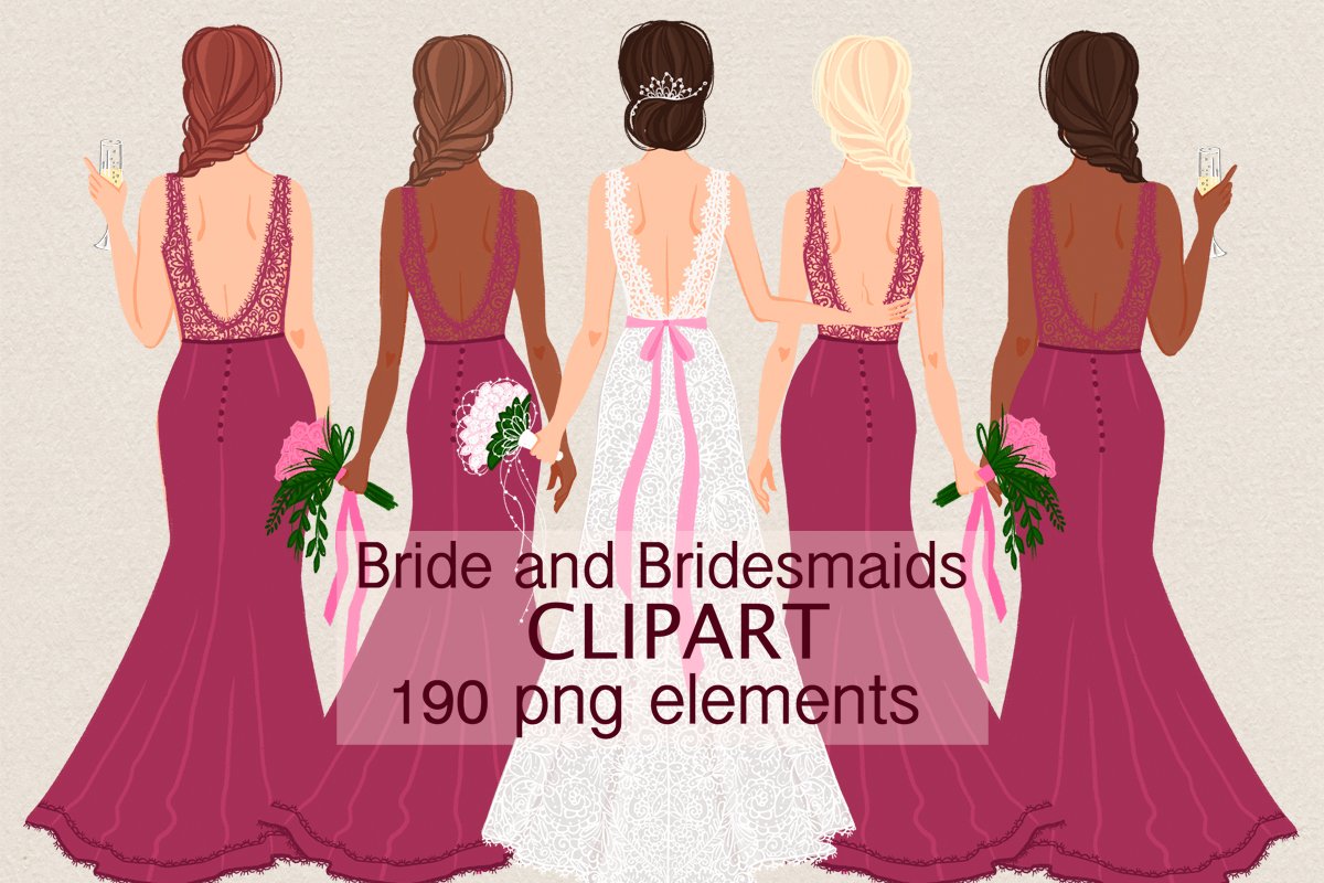 Bride and Bridesmaid Clipart cover image.