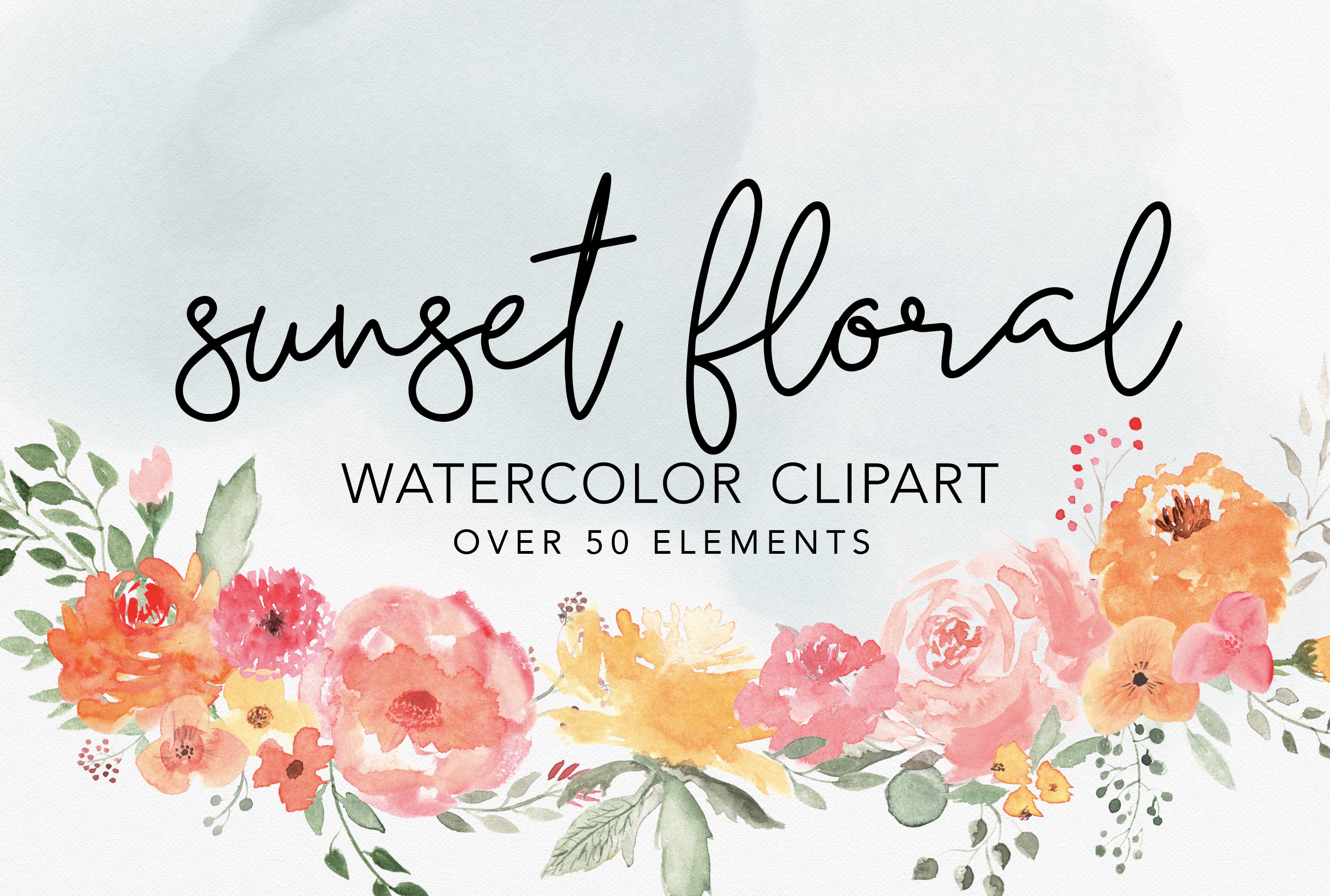Sunset Florals Watercolor Set cover image.